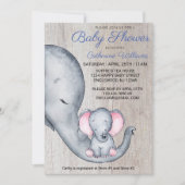 Sweet Rustic Elephant Blue Boy Baby shower Kaart (Voorkant)