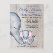 Sweet Rustic Elephant Blue Boy Baby shower nodigt  Uitnodiging Briefkaart (Voorkant)