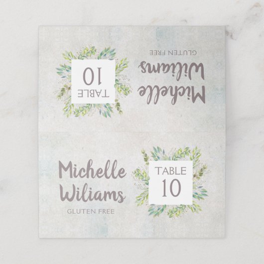 Sweet Rustic Eucalyptus Greenery Wedding Plaatskaartje (Buitenkant ongevouwen)