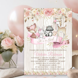 Sweet Rustic Forest Woodland Animal Baby shower Kaart