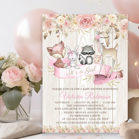 Sweet Rustic Forest Woodland Animal Baby shower Kaart