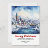 Sweet rustic winter scene watercolor bold holiday  feestdagenkaart (Voorkant)