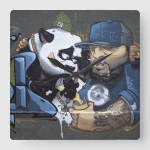 Sweet Sad Panda vond een boeddy Vierkante Klok