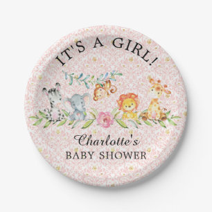 Sweet Safari Animals Baby shower 7" Bord