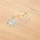 Sweet Safari Animals Baby shower Acryl Uitnodigingen (Laagn)