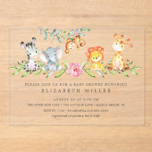 Sweet Safari Animals Baby shower Acryl Uitnodigingen (Voorkant)