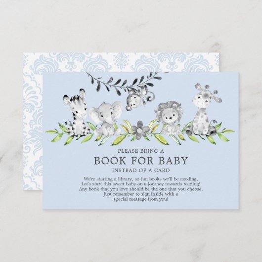 Sweet Safari Animals Baby shower Book for Baby Informatiekaartje (Voorkant / Achterkant)