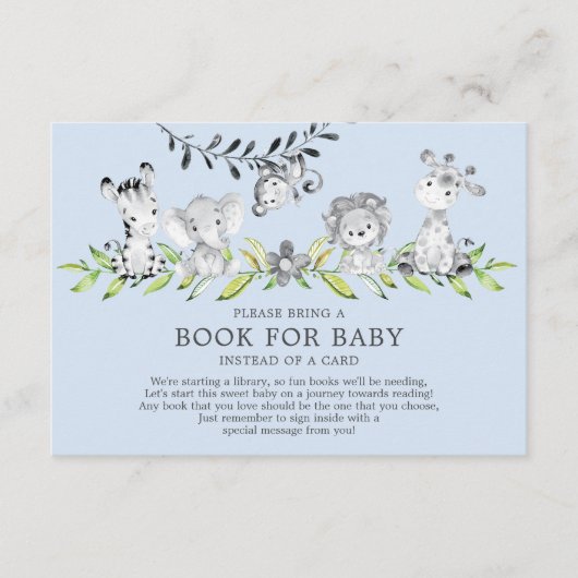 Sweet Safari Animals Baby shower Book for Baby Informatiekaartje (Voorkant)