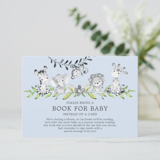 Sweet Safari Animals Baby shower Book for Baby Informatiekaartje (Staand voorkant)