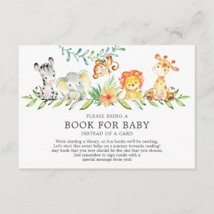 Sweet Safari Animals Baby shower Book for Baby Informatiekaartje