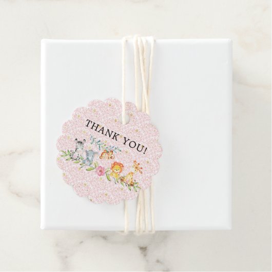 Sweet Safari Animals Baby shower Favor Gift Label (In situ)