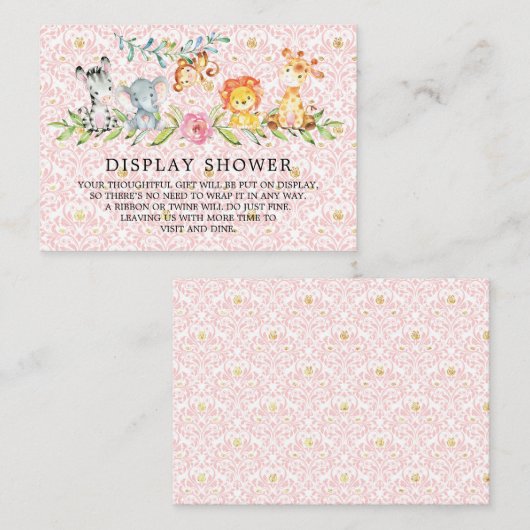 Sweet Safari Animals Baby shower Gift Display Informatiekaartje (Voorkant / Achterkant)