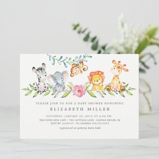 Sweet Safari Animals Baby shower Kaart (Staand voorkant)