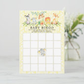 Sweet Safari Animals BINGO Baby shower Game Kaart (Staand voorkant)