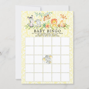 Sweet Safari Animals BINGO Baby shower Game Kaart