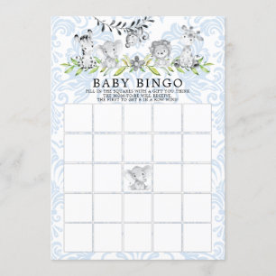 Sweet Safari Animals BINGO Baby shower Game Kaart