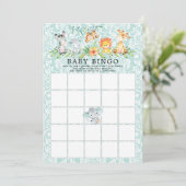 Sweet Safari Animals BINGO Baby shower Game Kaart (Staand voorkant)