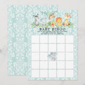 Sweet Safari Animals BINGO Baby shower Game Kaart (Voorkant / Achterkant)