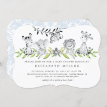 Sweet Safari Animals Boy Baby shower Invitation