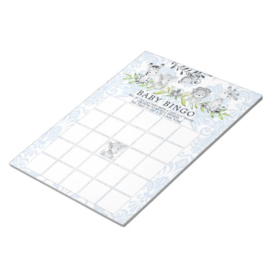 Sweet Safari Animals boys Baby shower Bingo Game Notitieblok (Schuin)