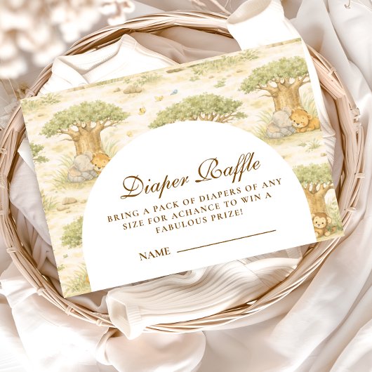 Sweet Safari Animals Diapper Raffle Informatiekaartje