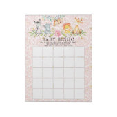 Sweet Safari Animals Girls Baby shower Bingo Game Notitieblok (Linkerzijde)