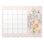 Sweet Safari Animals Girls Baby shower Bingo Game Notitieblok (Voorkant)