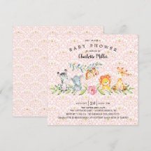 Sweet Safari Animals Girls Baby shower