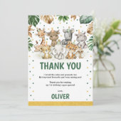 Sweet Safari Animals Oerwoud Greenery Birthday Boy Bedankkaart (Staand voorkant)