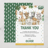 Sweet Safari Animals Oerwoud Greenery Birthday Boy Bedankkaart (Voorkant / Achterkant)
