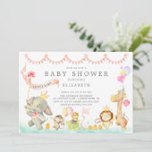 Sweet Safari Animals Parade Baby shower Invitation Kaart (Staand voorkant)