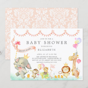 Sweet Safari Animals Parade Baby shower Invitation Kaart