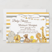 Sweet Safari Animals Striped Baby shower Kaart (Voorkant)