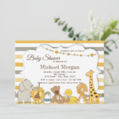 Sweet Safari Animals Striped Baby shower Kaart (Staand voorkant)