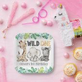 Sweet Safari Animals Wild One Birthday Paper Bord (Feest)