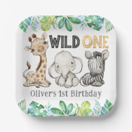 Sweet Safari Animals Wild One Birthday Paper Bord