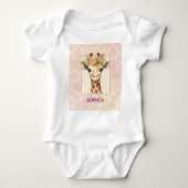 Sweet Safari Baby Giraffe in roze en geel Romper (Voorkant)