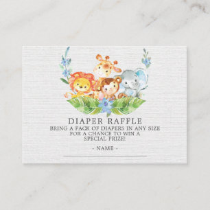 Sweet Safari Baby shower Luier Raffle Ticket Informatiekaartje