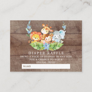 Sweet Safari Baby shower Luier Raffle Ticket Informatiekaartje