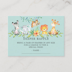 Sweet Safari Baby shower Luier Raffle Ticket Informatiekaartje