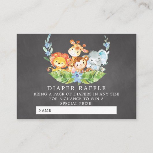 Sweet Safari Baby shower Luier Raffle Ticket Informatiekaartje (Voorkant)