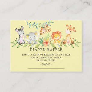 Sweet Safari Baby shower Luier Raffle Ticket Informatiekaartje