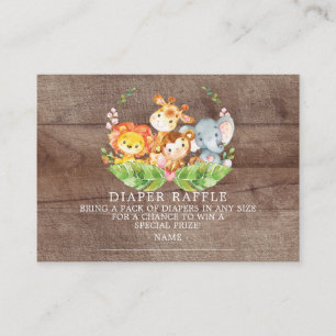 Sweet Safari Baby shower Luier Raffle Ticket Informatiekaartje