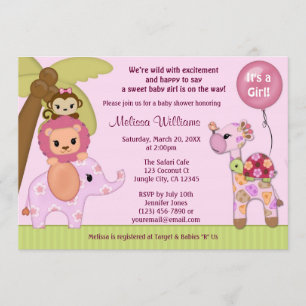 Sweet Safari Baby shower nodigt oerwoud meisje SS Kaart
