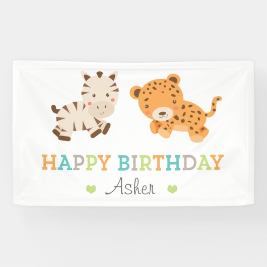 Sweet Safari Birthday Spandoek (Horizontaal)