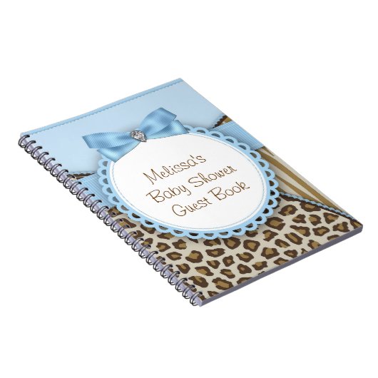 Sweet Safari Blauw en bruin Baby shower gastenboek Notitieboek (Rechterzijde)