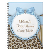 Sweet Safari Blauw en bruin Baby shower gastenboek Notitieboek (Voorkant)