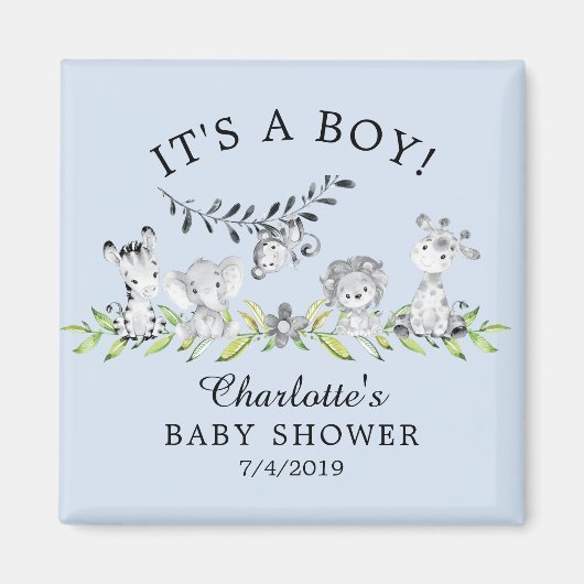 Sweet Safari Dieren Baby shower Favor Magnet (Voorkant)