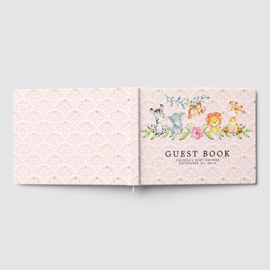 Sweet Safari Dieren Baby shower Gastenboek (Volledig)
