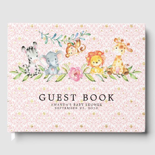 Sweet Safari Dieren Baby shower Gastenboek (Voorkant)